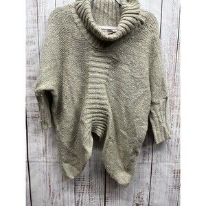 Fresh Produce Knit Sweater Womens S Beige Mock Neck Asymmetrical Dolman Sleeve